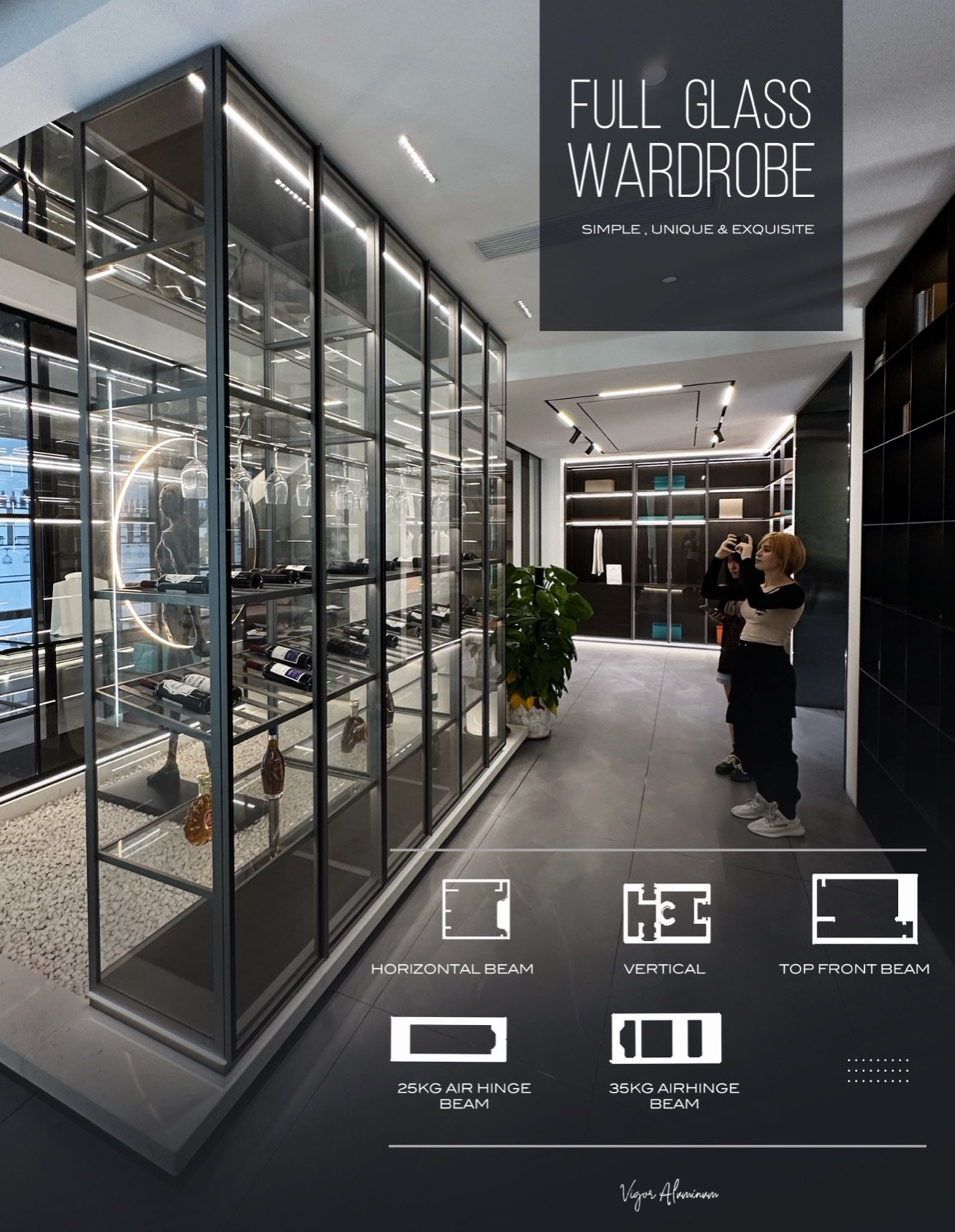 Surrounded glass wardrobe